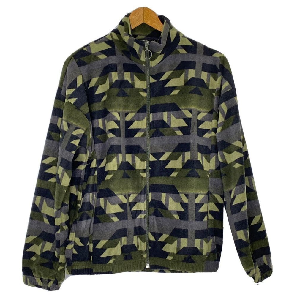 Supplies by Unionbay Women's Medium Deanna Sierra Geo Fleece Jacket Green Gray